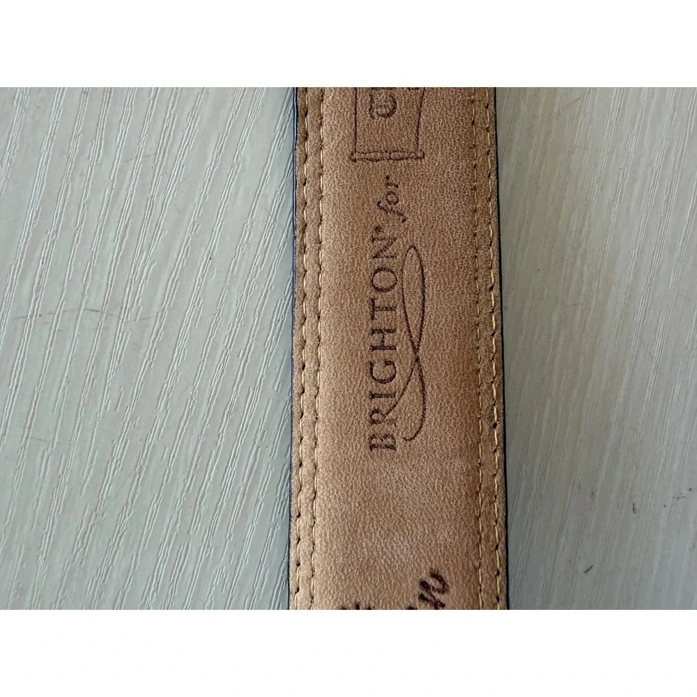 Brighton‎ Mens Black Italian Calfskin Leather Belt Size 44 M111193 USA Made